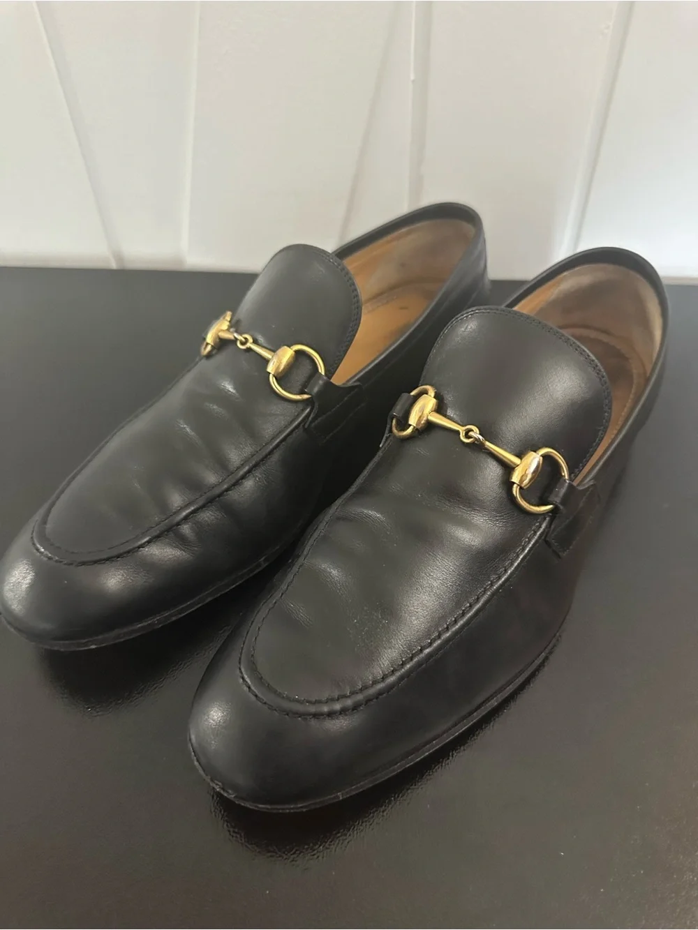 GUCCI Jordaan Horsebit Black LeatherLoafers 10 US $1090